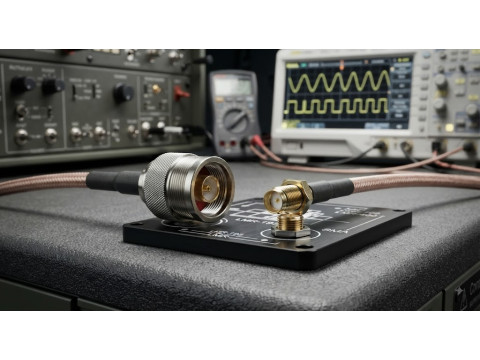 Comparison of N-type and SMA high-frequency connectors in the context of automotive electronic warfare (EW) systems.